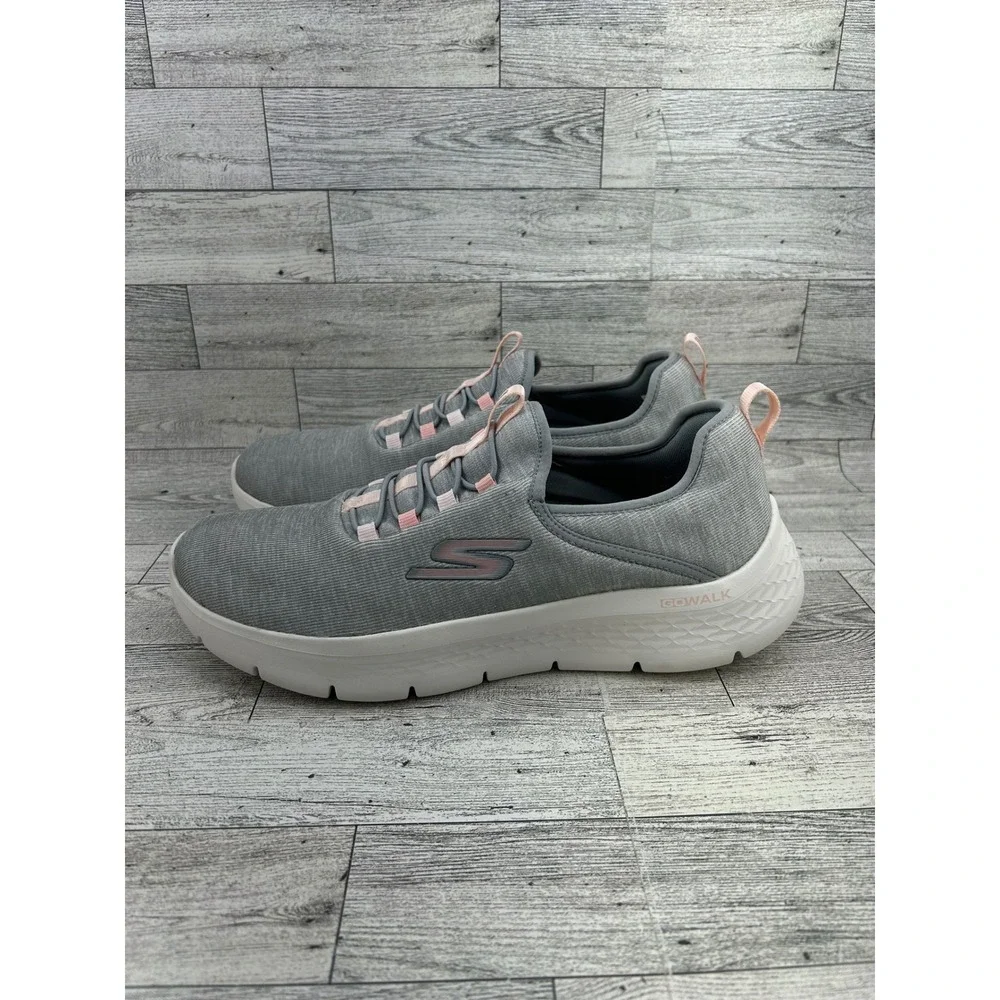 Skechers GoWalk 6 Women Size‎ 10 Grey Pink Slip On Walking Shoes 124956 GYPK